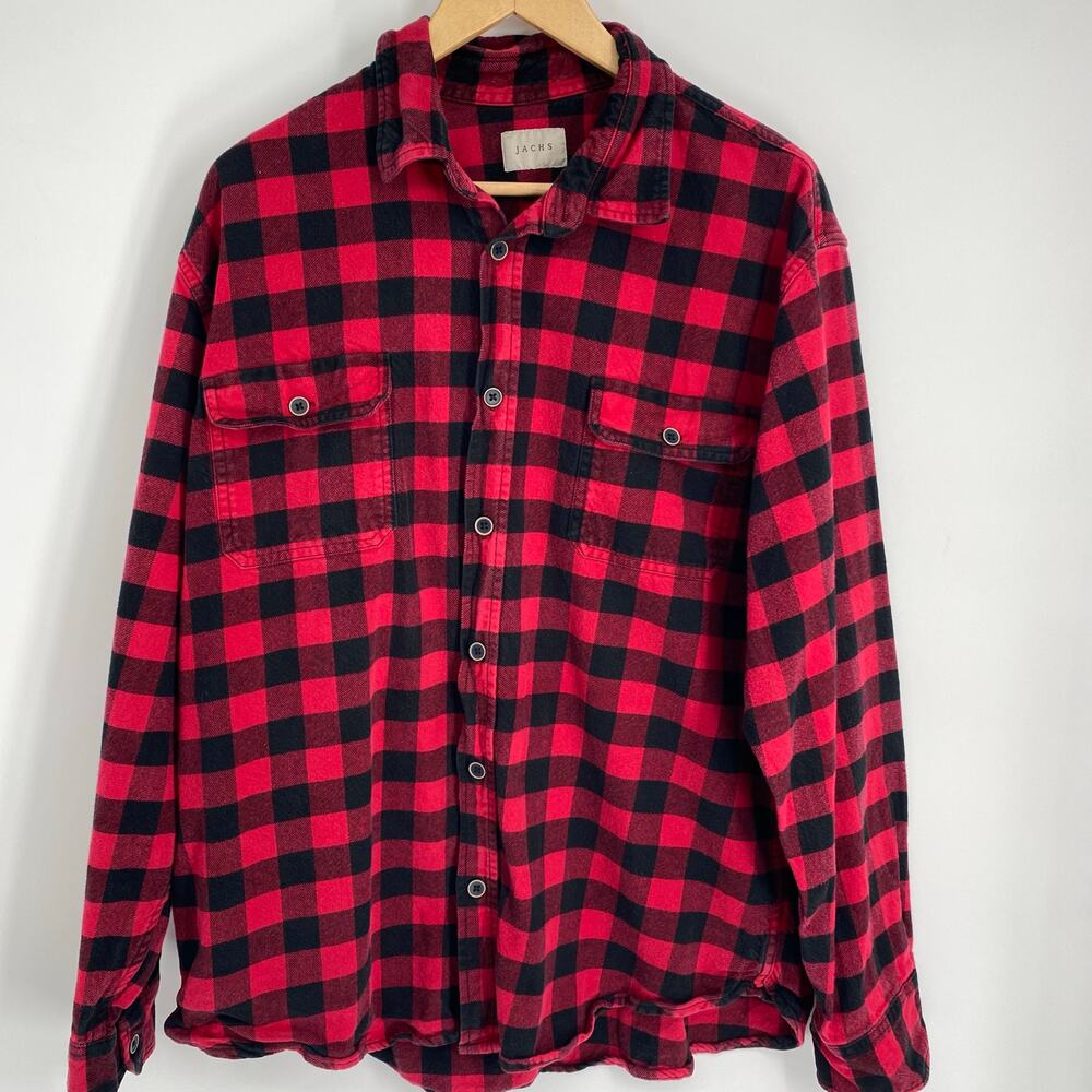 Jachs Shirt Jacket Men’s XXL Flannel Check Outdoor Heavyweight Chore Hiking Farm